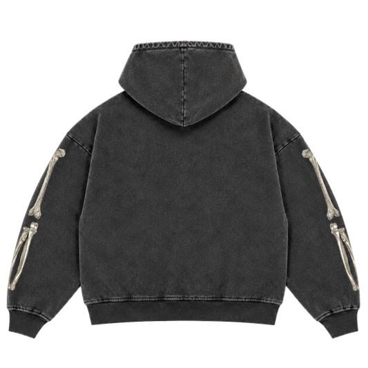 BLACK WASH BONEYARD SKULL ZIP