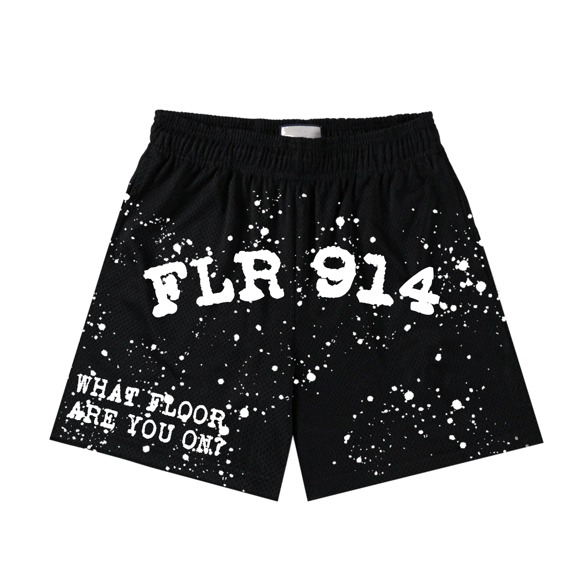 JET BLACK SPLATTER SHORTS – FLOOR914