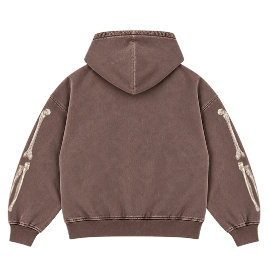 MOCHA WASH BONEYARD SKULL ZIP
