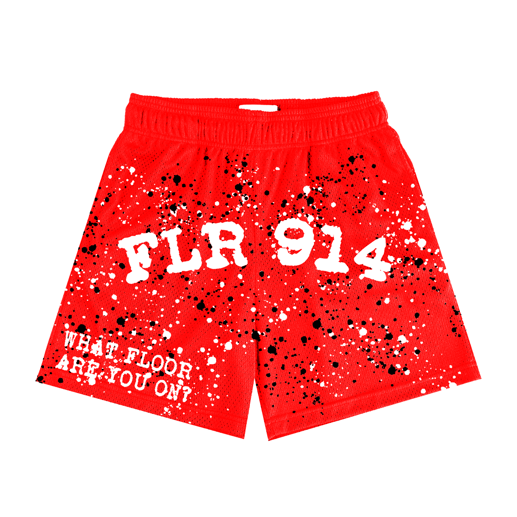 FIRE RED SPLATTER SHORTS – FLOOR914