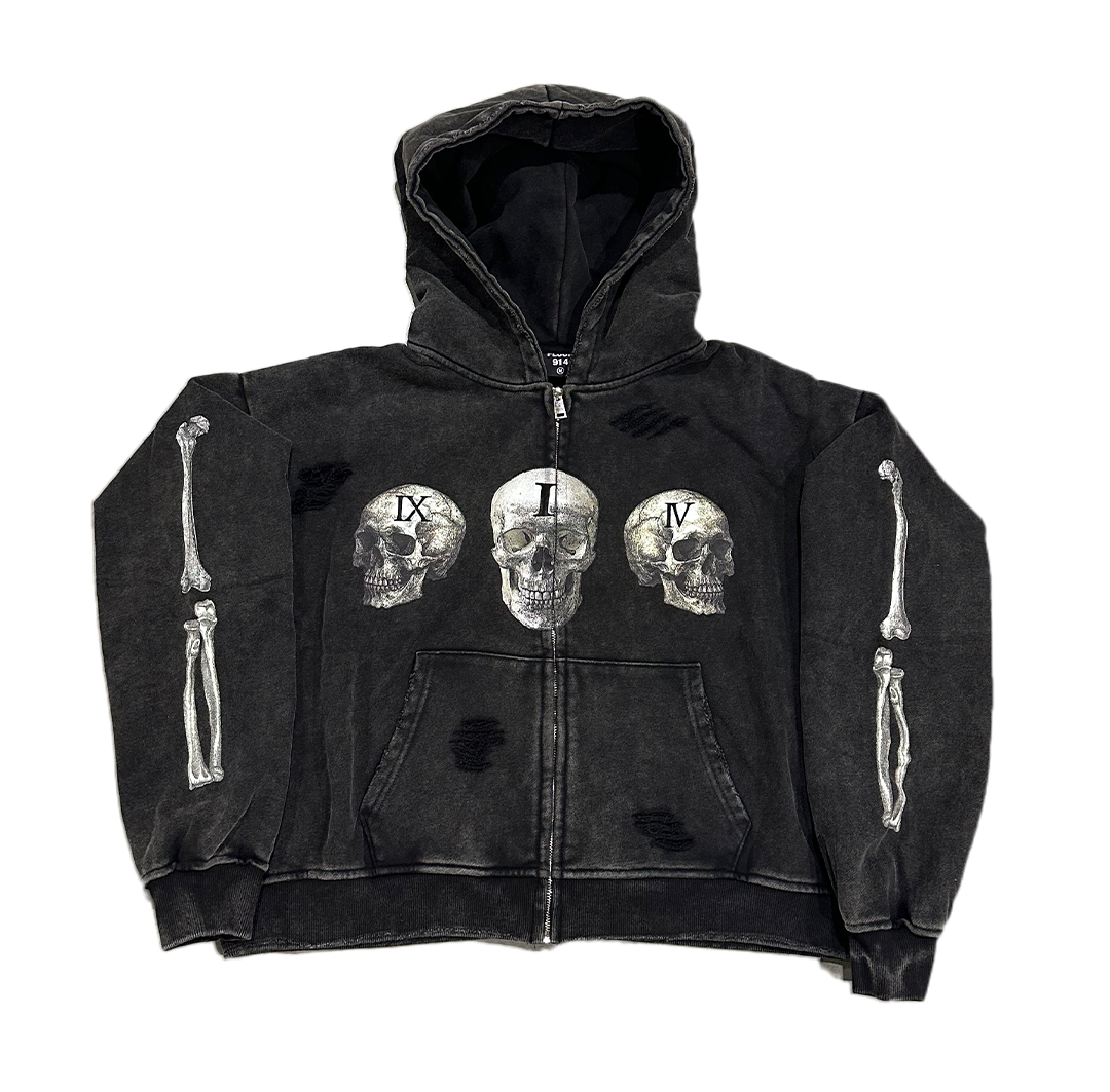 FLR914 zip hoodie 白黒 即日発送 SKULL ZIP UP – FLOOR914