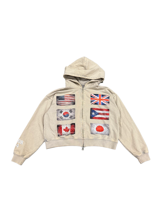 CREAM FLAG FORCE ZIP UP