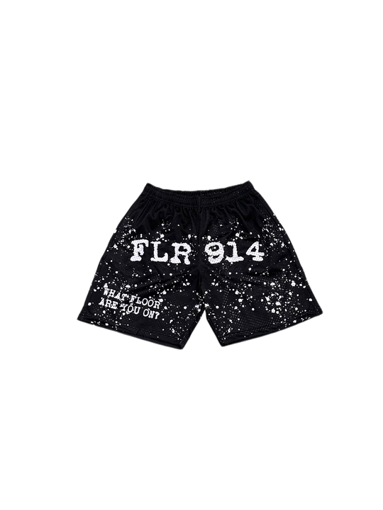 JET BLACK SPLATTER SHORTS