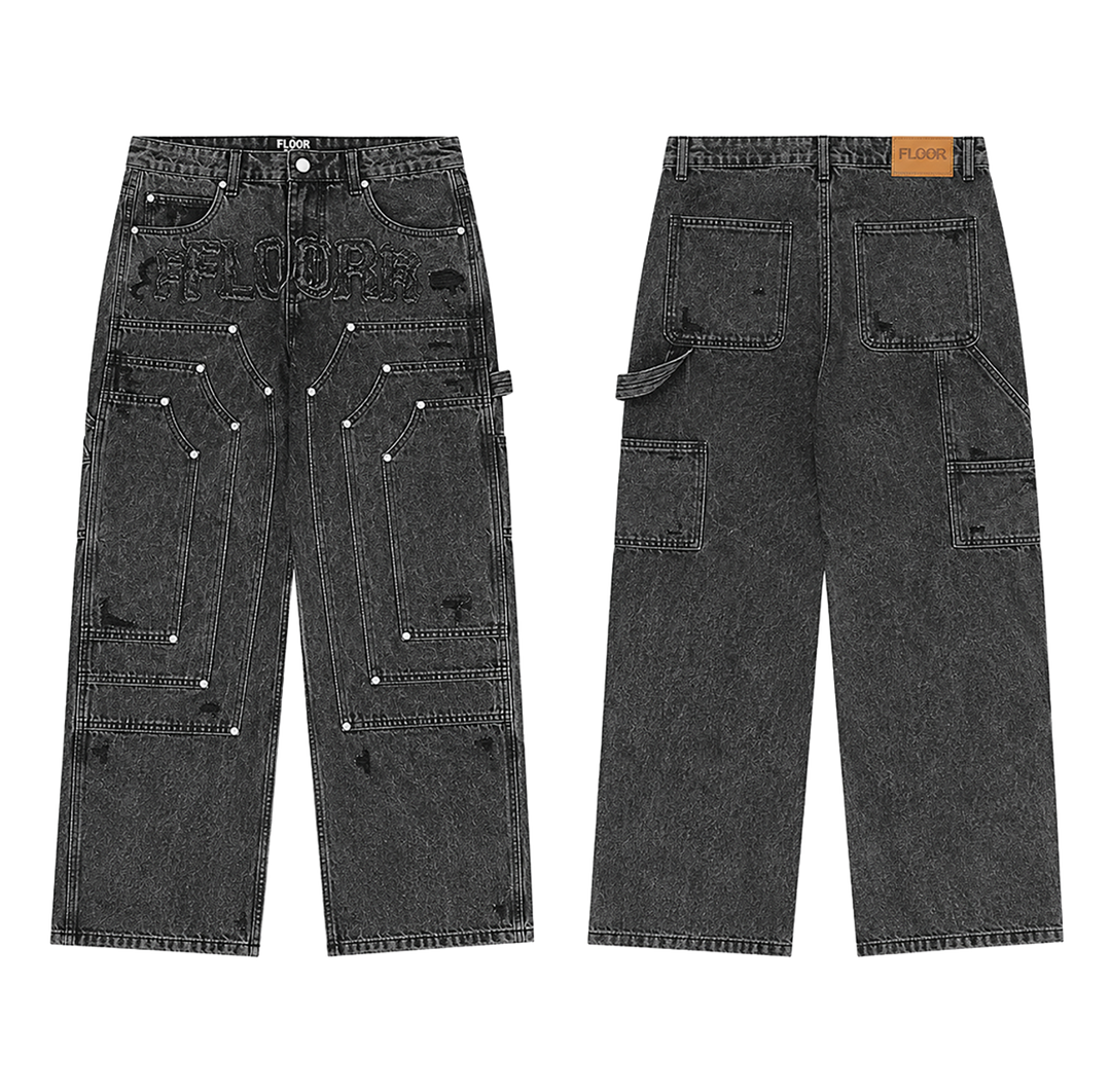 FLOOR914 BLACK WASH TRIPLE KNEE CARPENTERS