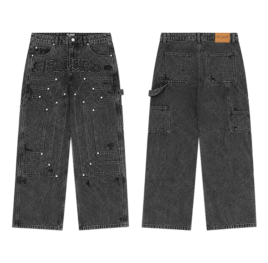 FLOOR914 BLACK WASH TRIPLE KNEE CARPENTERS