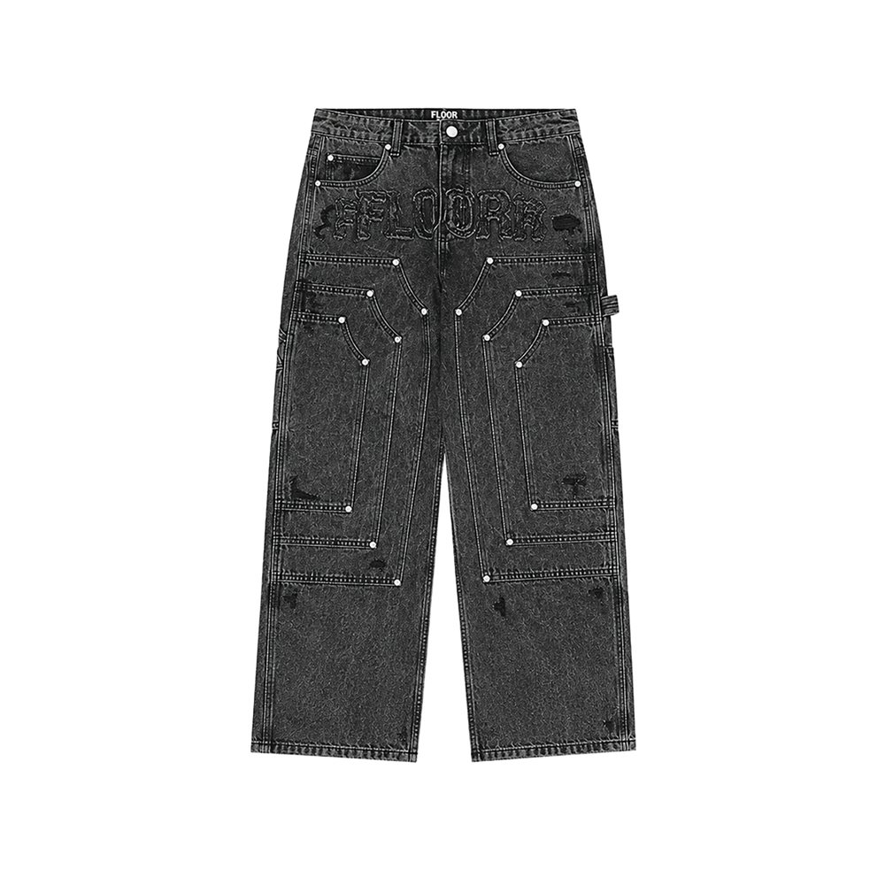 FLOOR914 BLACK WASH TRIPLE KNEE CARPENTERS
