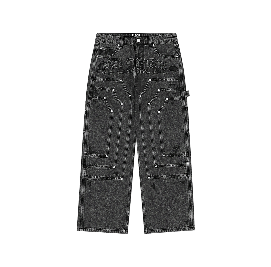 FLOOR914 BLACK WASH TRIPLE KNEE CARPENTERS