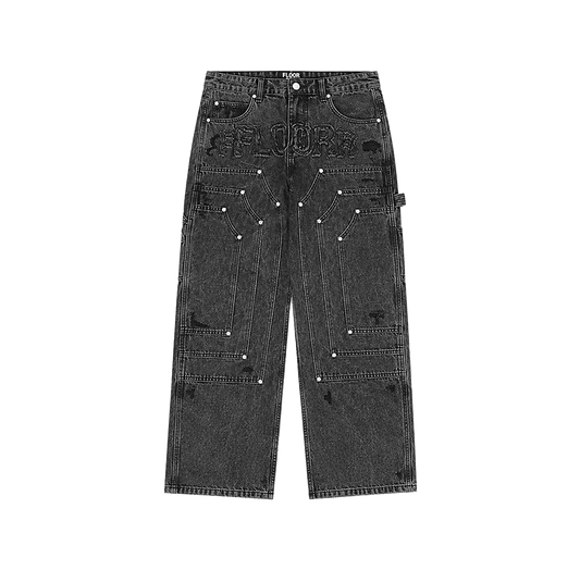 FLOOR914 BLACK WASH TRIPLE KNEE CARPENTERS
