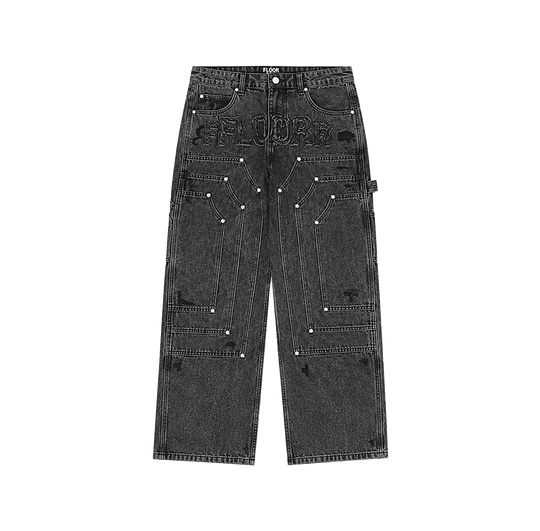 FLOOR914 BLACK WASH TRIPLE KNEE CARPENTERS