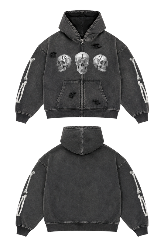 TRIPLE HEAD SKULL ZIP UP
