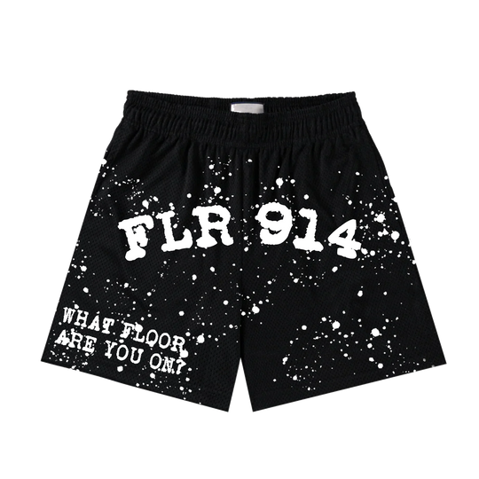JET BLACK SPLATTER SHORTS