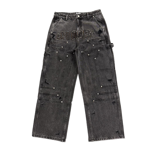 FLOOR914 BLACK WASH TRIPLE KNEE CARPENTERS
