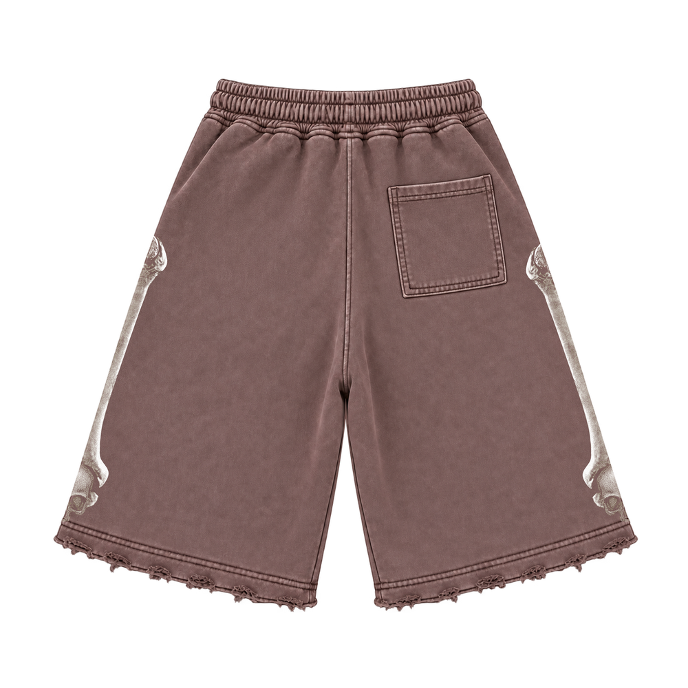 MOCHA WASH SKULL SHORTS