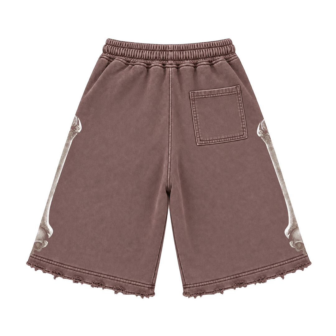 MOCHA WASH SKULL SHORTS