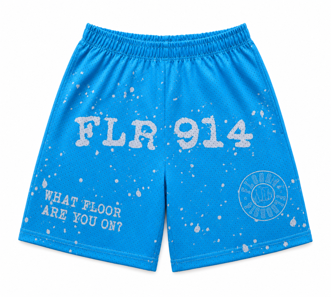 ICE BLUE SPLATTER SHORTS