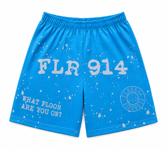 ICE BLUE SPLATTER SHORTS