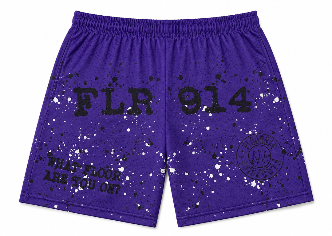 PURPLE SPLATTER SHORTS