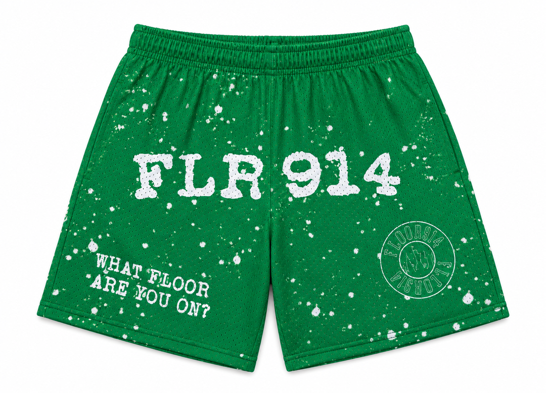 FOREST GREEN SPLATTER SHORTS