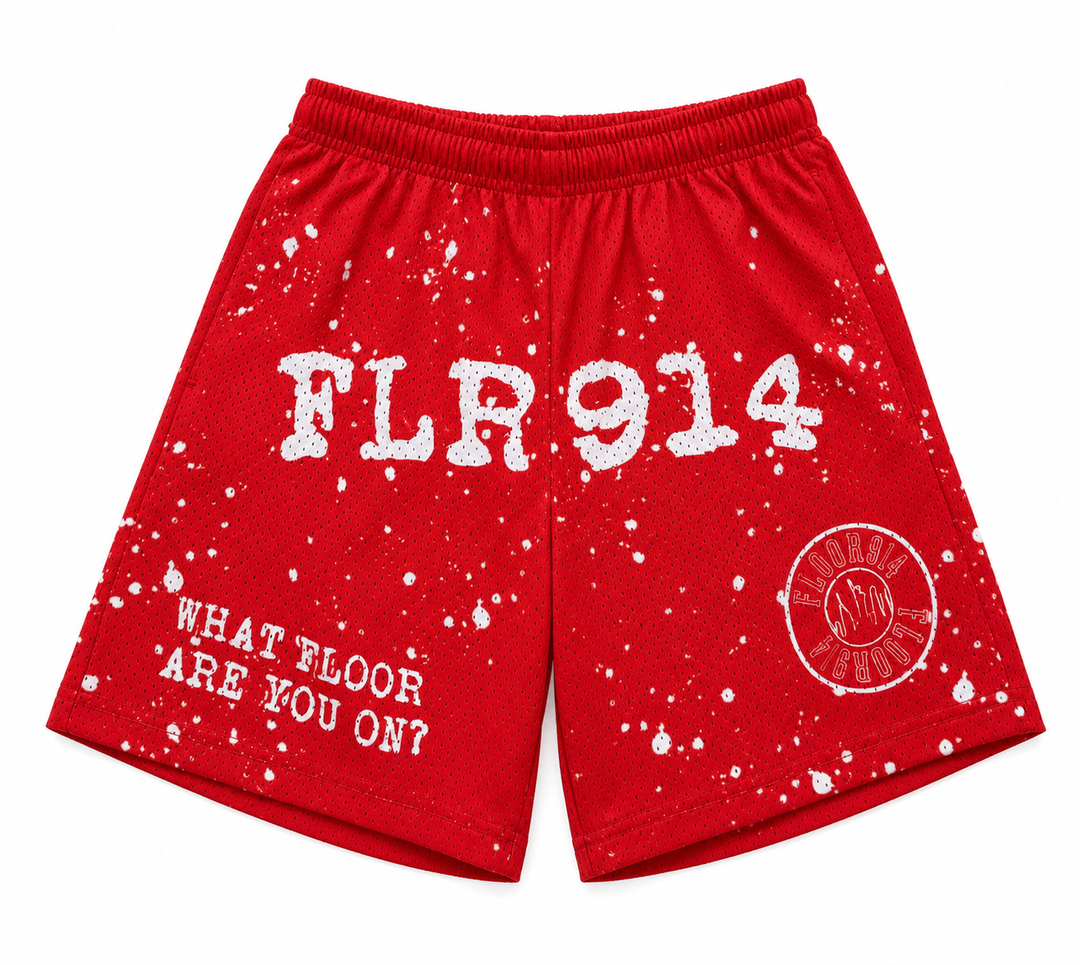 ROSE RED SPLATTER SHORTS
