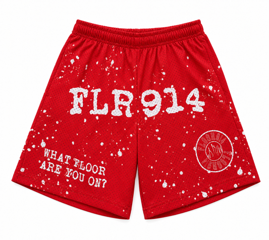 ROSE RED SPLATTER SHORTS