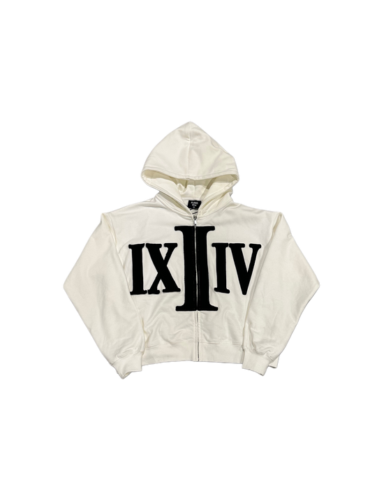 WHITE NUMERAL ZIP UP