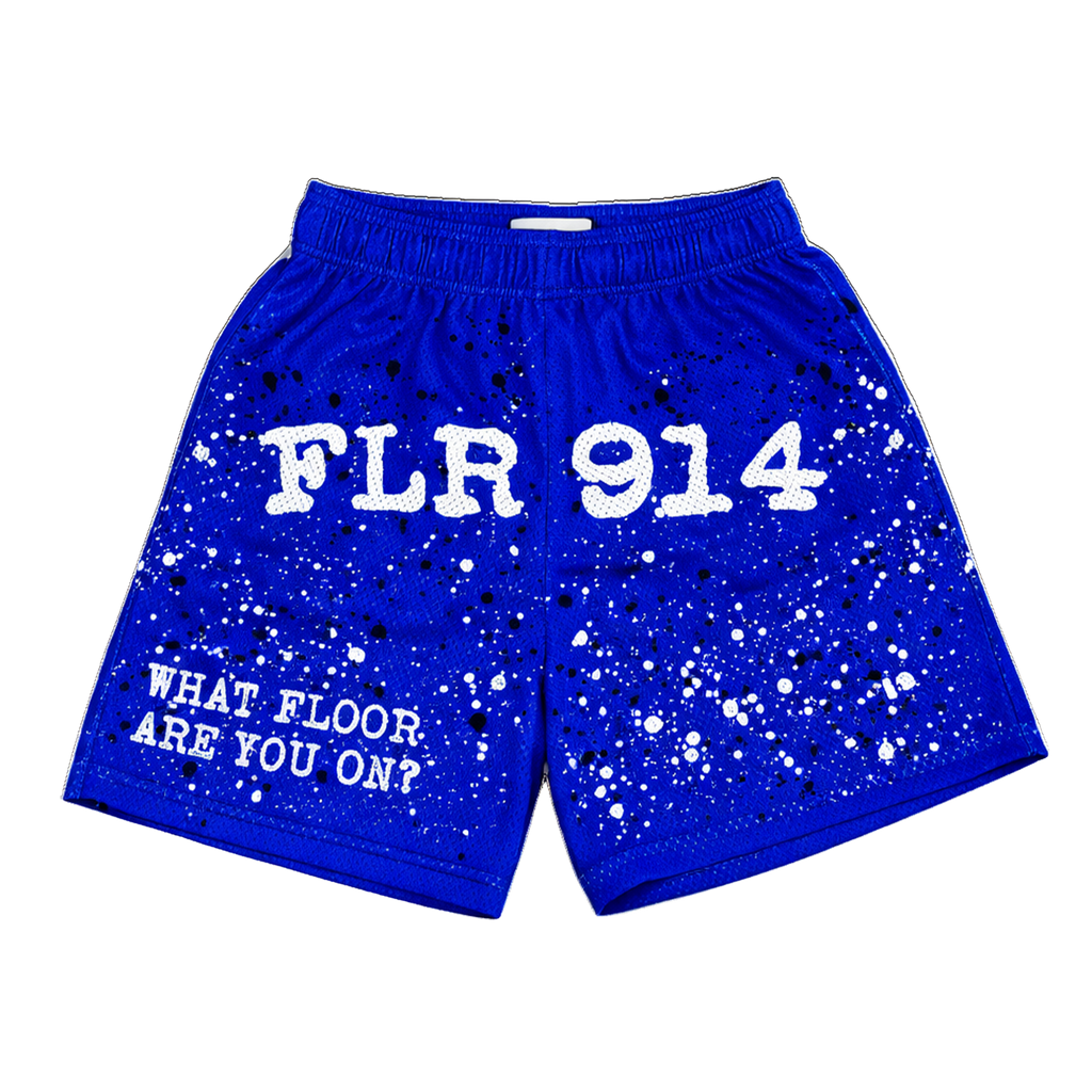 FLOOR914 ショートパンツ ブルー drip summer drip DARKBLUESPLATTERSHORTS_752f3aa