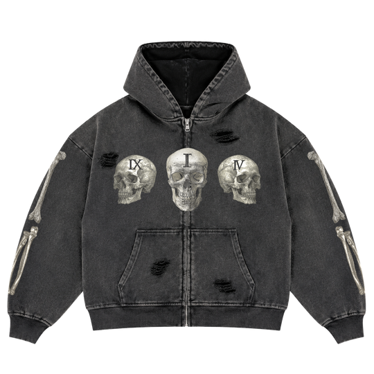 TRIPLE HEAD SKULL ZIP UP