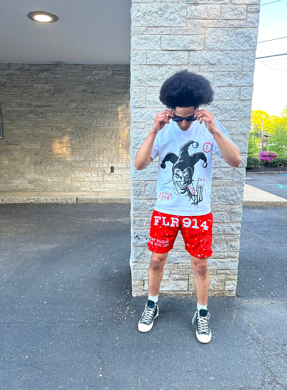ROSE RED SPLATTER SHORTS
