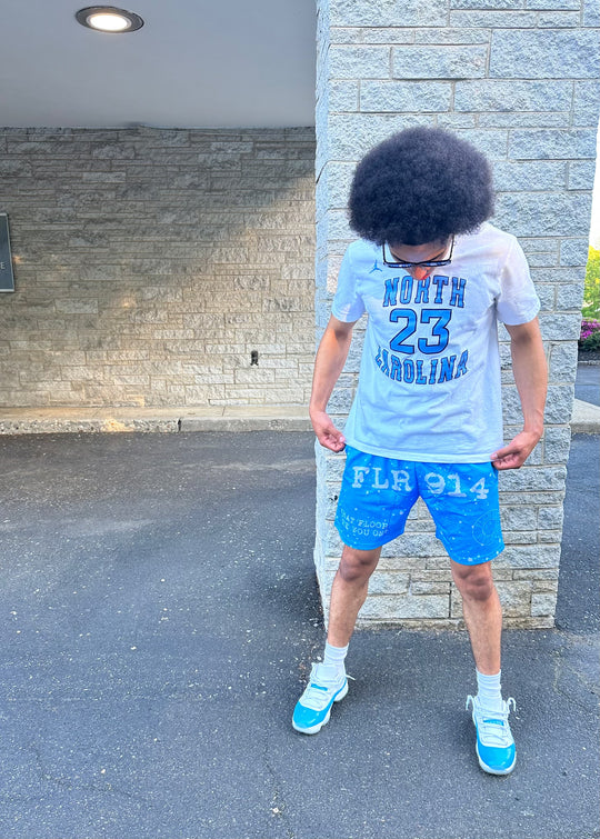 ICE BLUE SPLATTER SHORTS