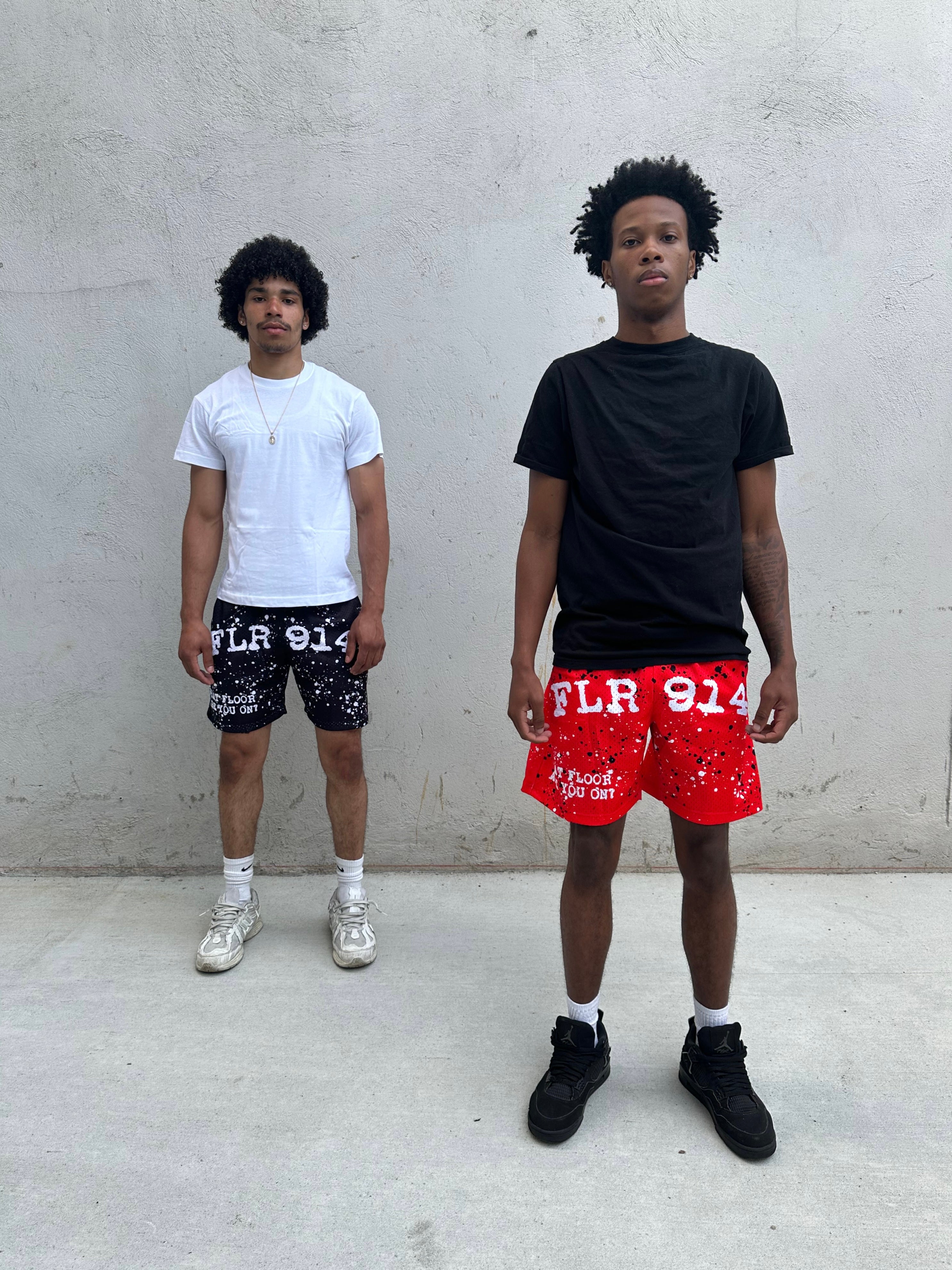 JET BLACK SPLATTER SHORTS – FLOOR914