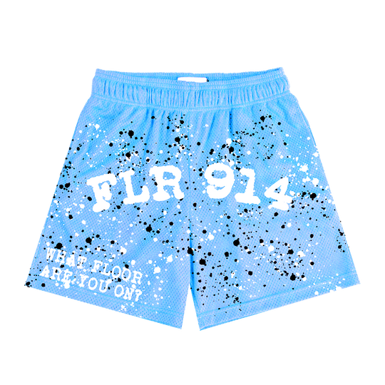 POWDER BLUE SPLATTER SHORTS
