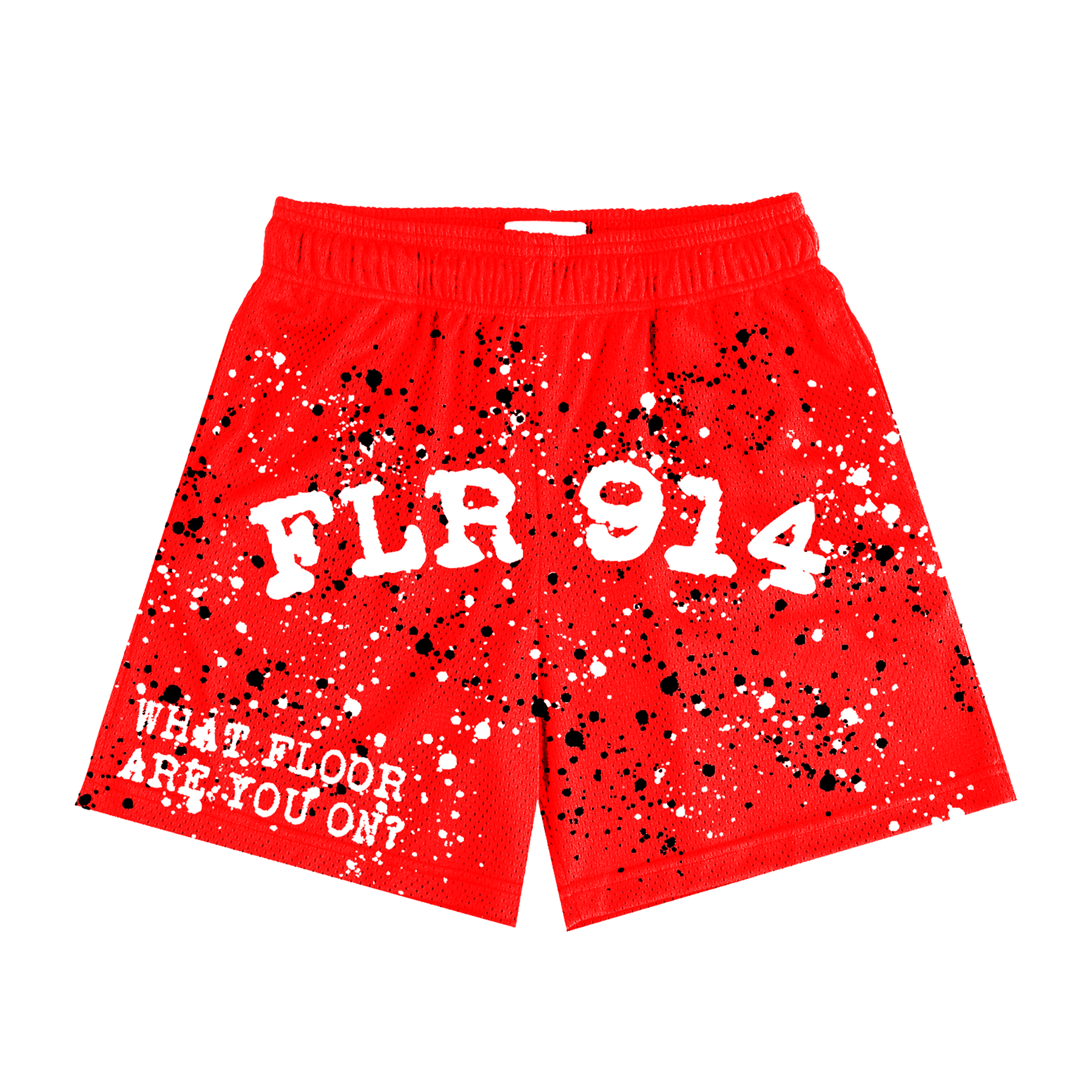 floor914 ハーフパンツペイント FLR914 usdrip drip FIRE RED SPLATTER SHORTS – FLOOR914