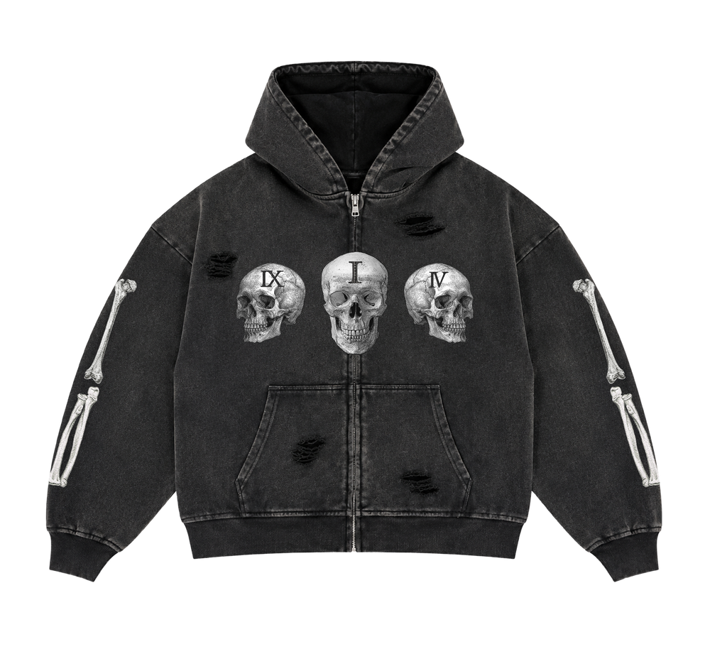TRIPLE HEAD SKULL ZIP UP