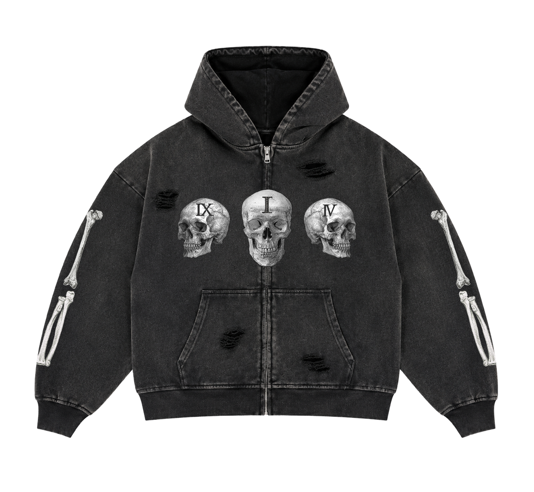 TRIPLE HEAD SKULL ZIP UP