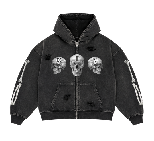 TRIPLE HEAD SKULL ZIP UP