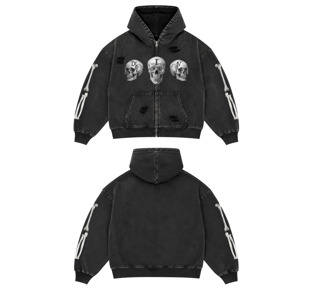 TRIPLE HEAD SKULL ZIP UP