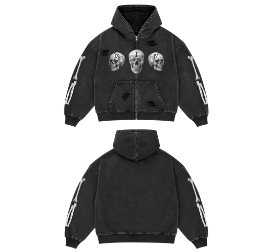 TRIPLE HEAD SKULL ZIP UP