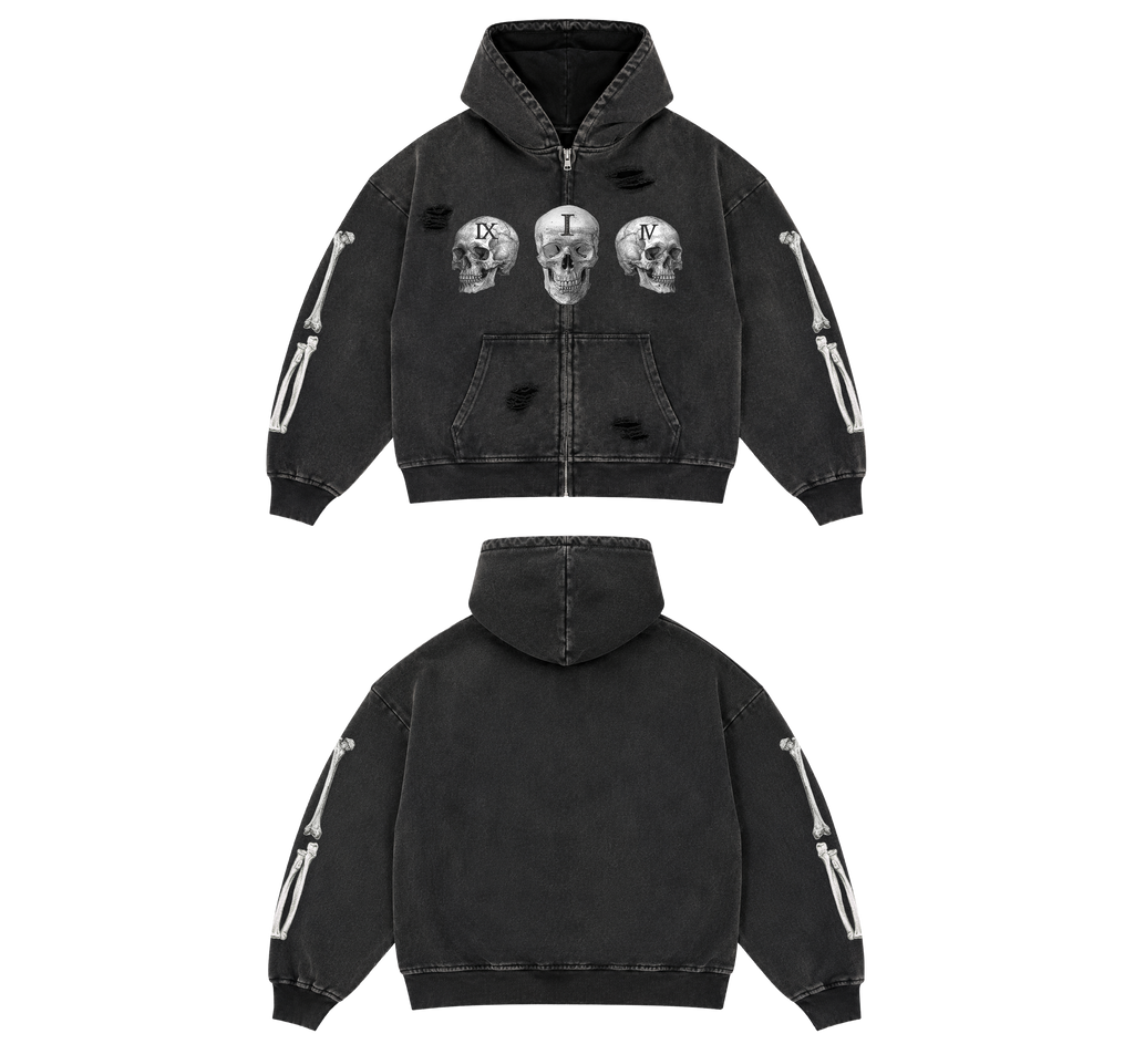 TRIPLE HEAD SKULL ZIP UP – FLOOR914