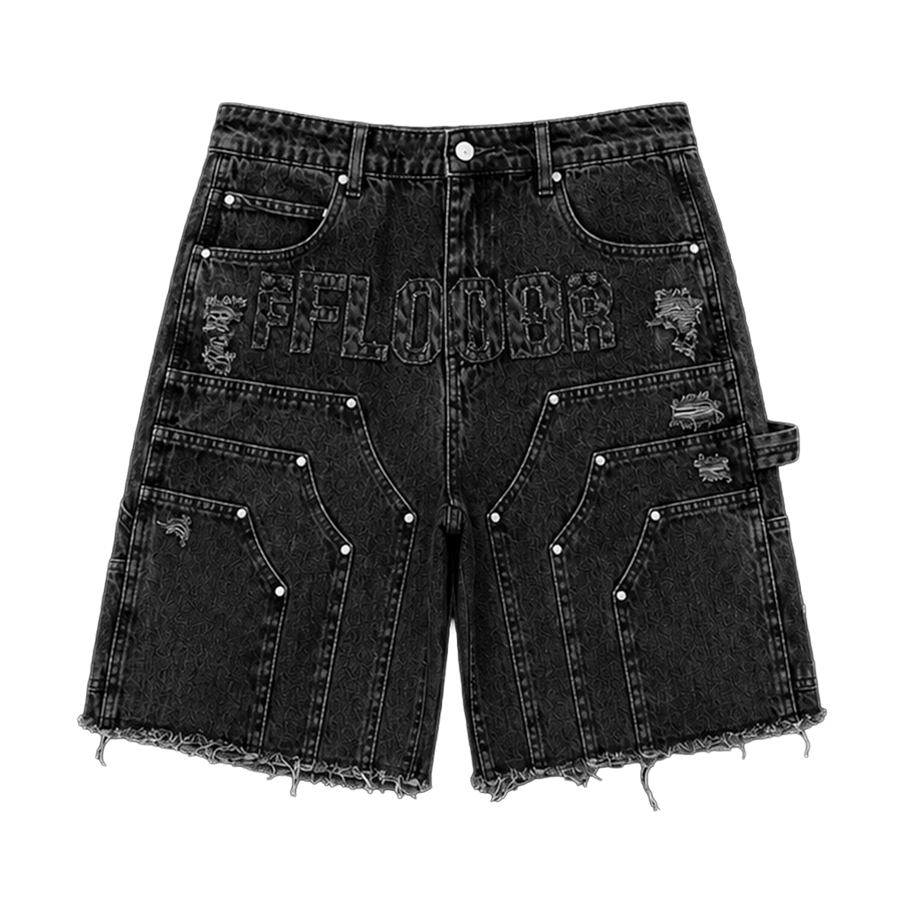 BLACK WASH WORKMAN JORTS
