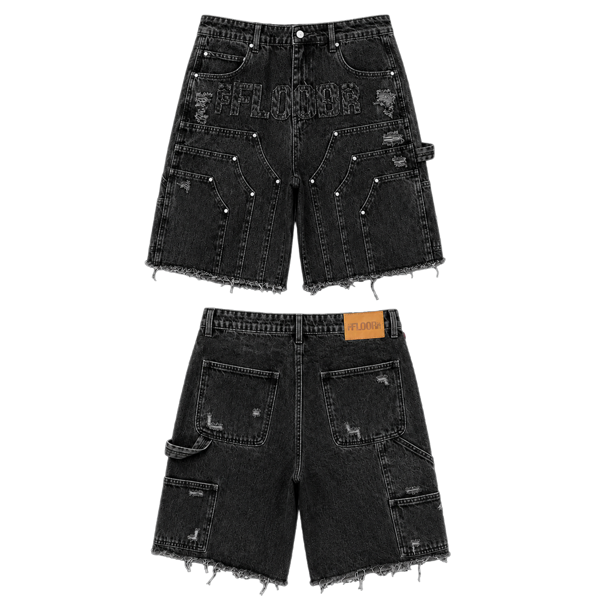 BLACK WASH WORKMAN JORTS