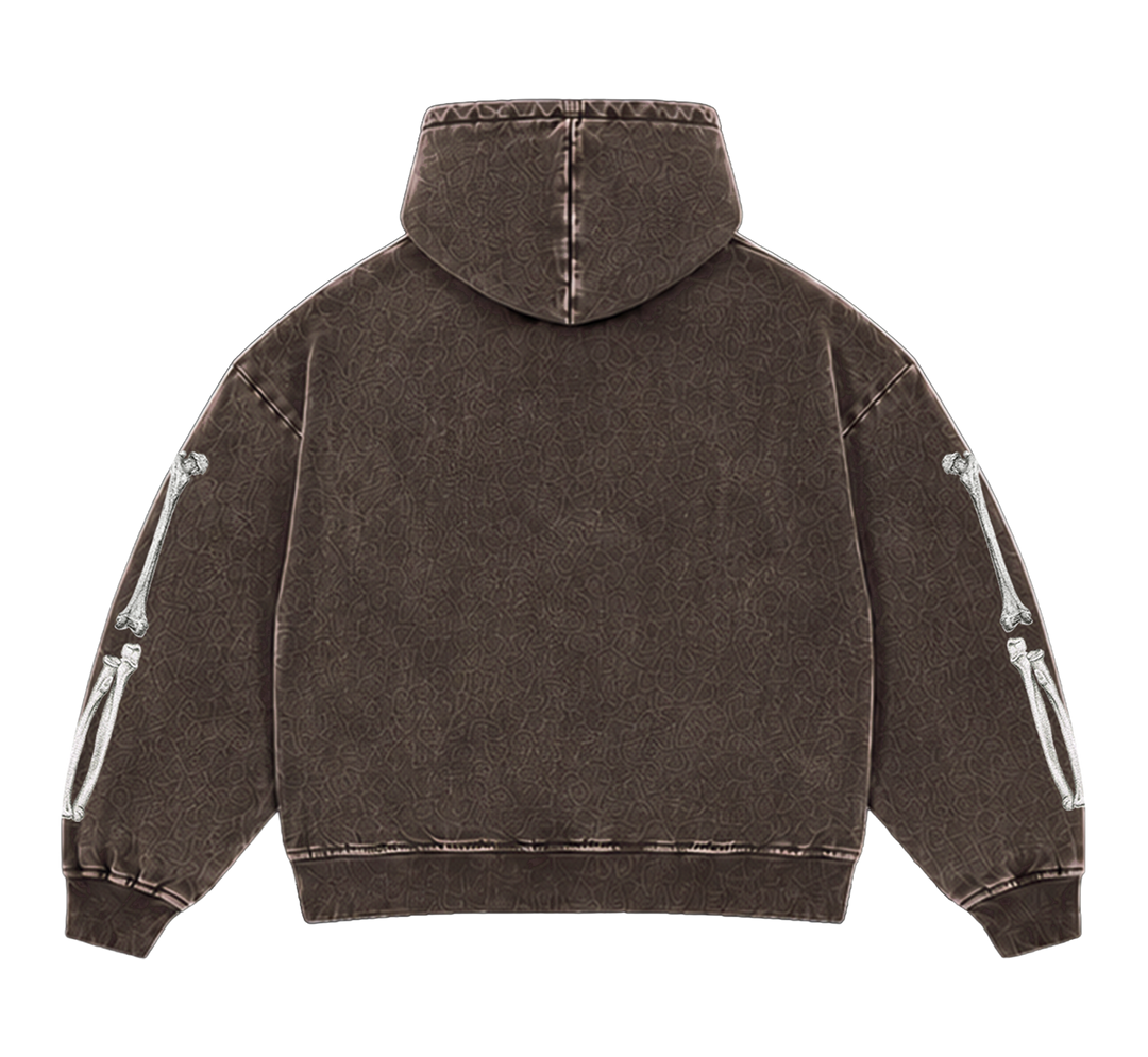 MOCHA WASH TRIPLE SKULL ZIP UP