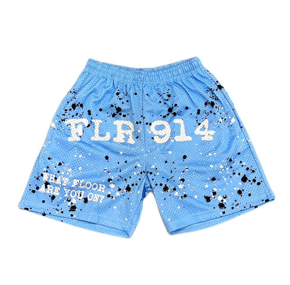 POWDER BLUE SPLATTER SHORTS