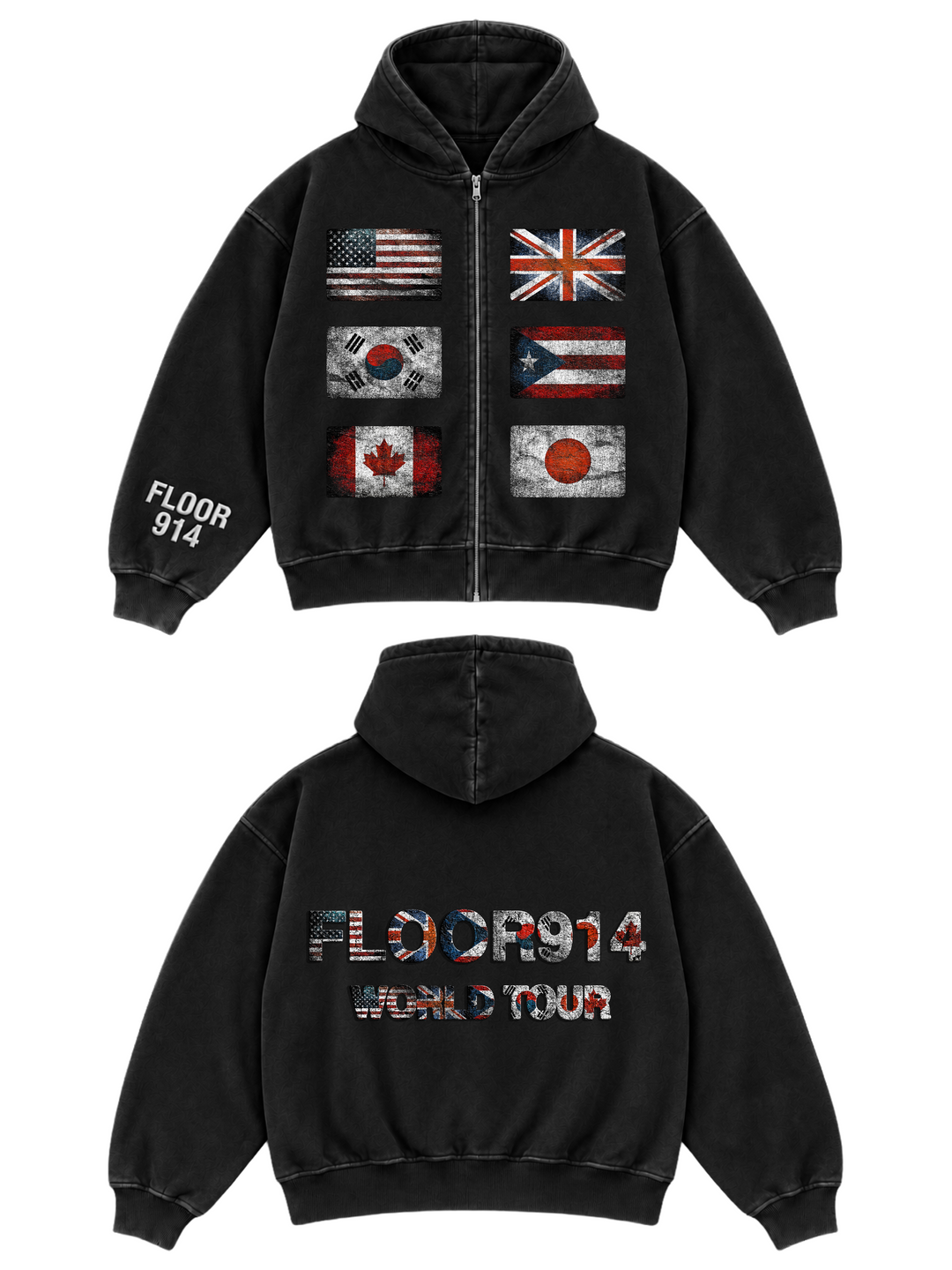 BLACK WASH FLAG FORCE ZIP UP