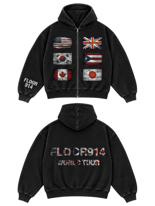 BLACK WASH FLAG FORCE ZIP UP