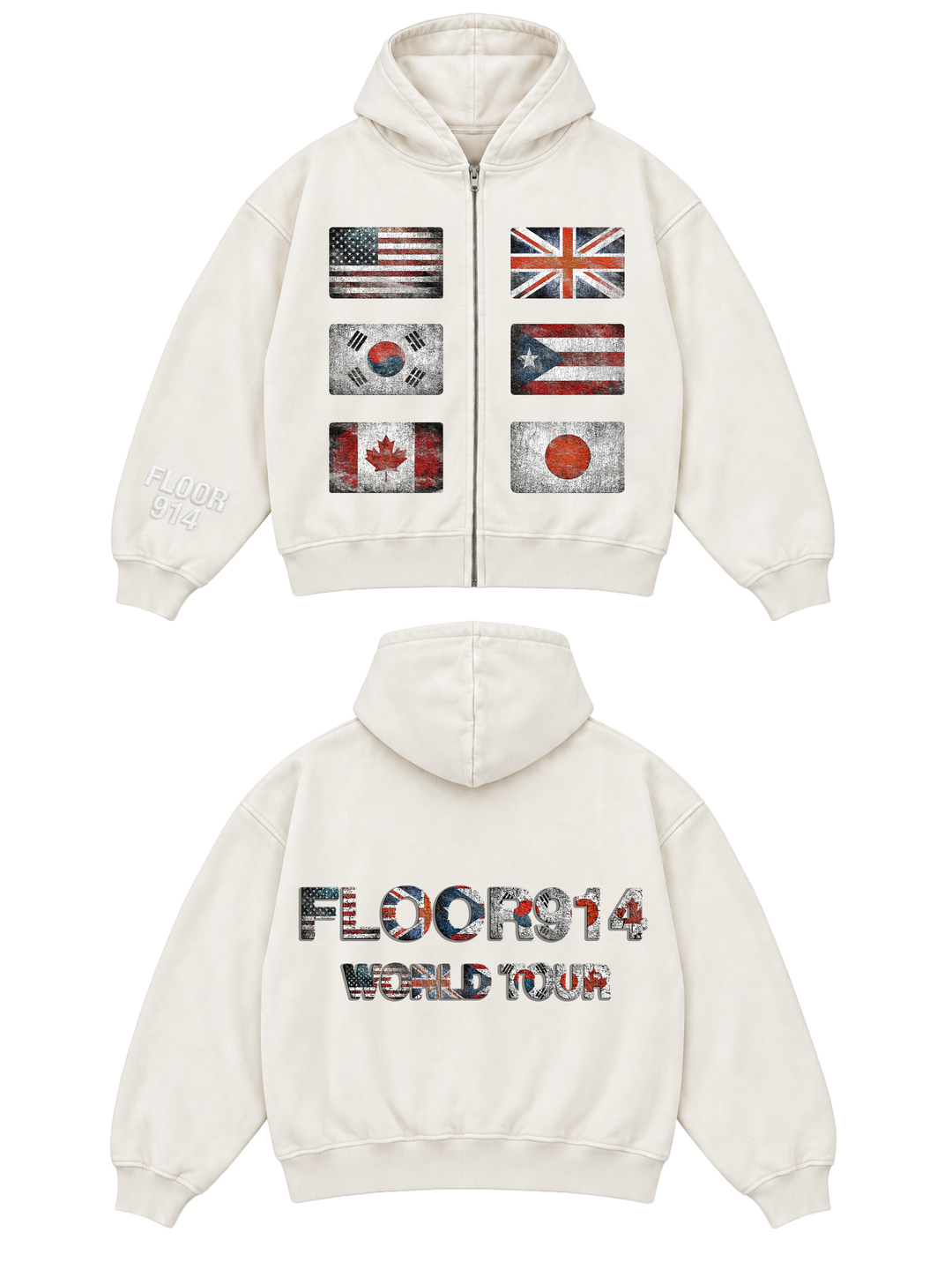 CREAM WASH FLAG FORCE ZIP UP