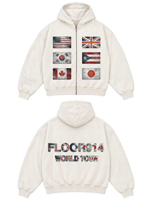 CREAM WASH FLAG FORCE ZIP UP