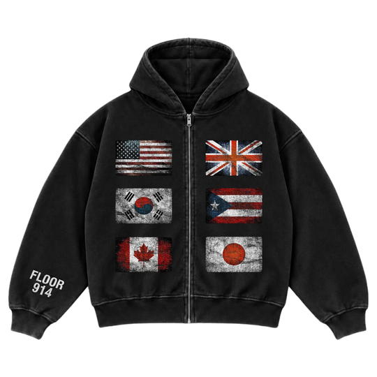 BLACK WASH FLAG FORCE ZIP UP