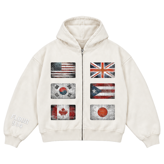 CREAM WASH FLAG FORCE ZIP UP