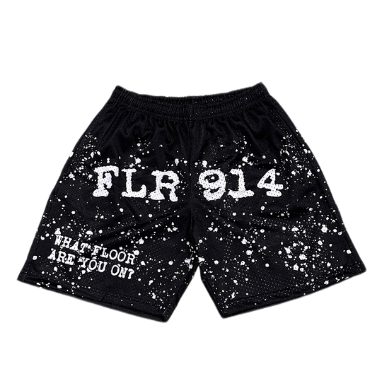 JET BLACK SPLATTER SHORTS
